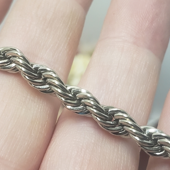 24K White Gold Plate Rope Chain Bracelet Chunky Rope Chain Bracelet - Picture 6 of 9